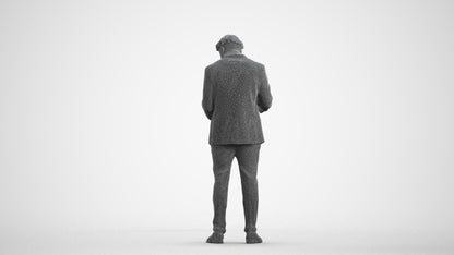 realistic 3D man business, scanned archviz people for Blender and 3ds Max, wireframe front view