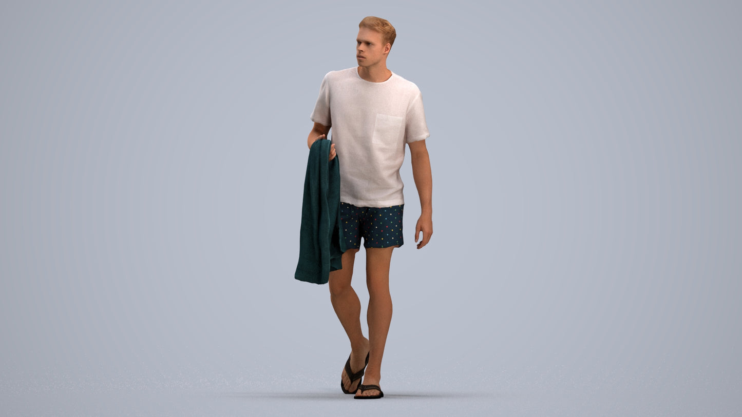 scanned 3D man walking, photogrammetry people for Enscape and V-Ray, standing pose render