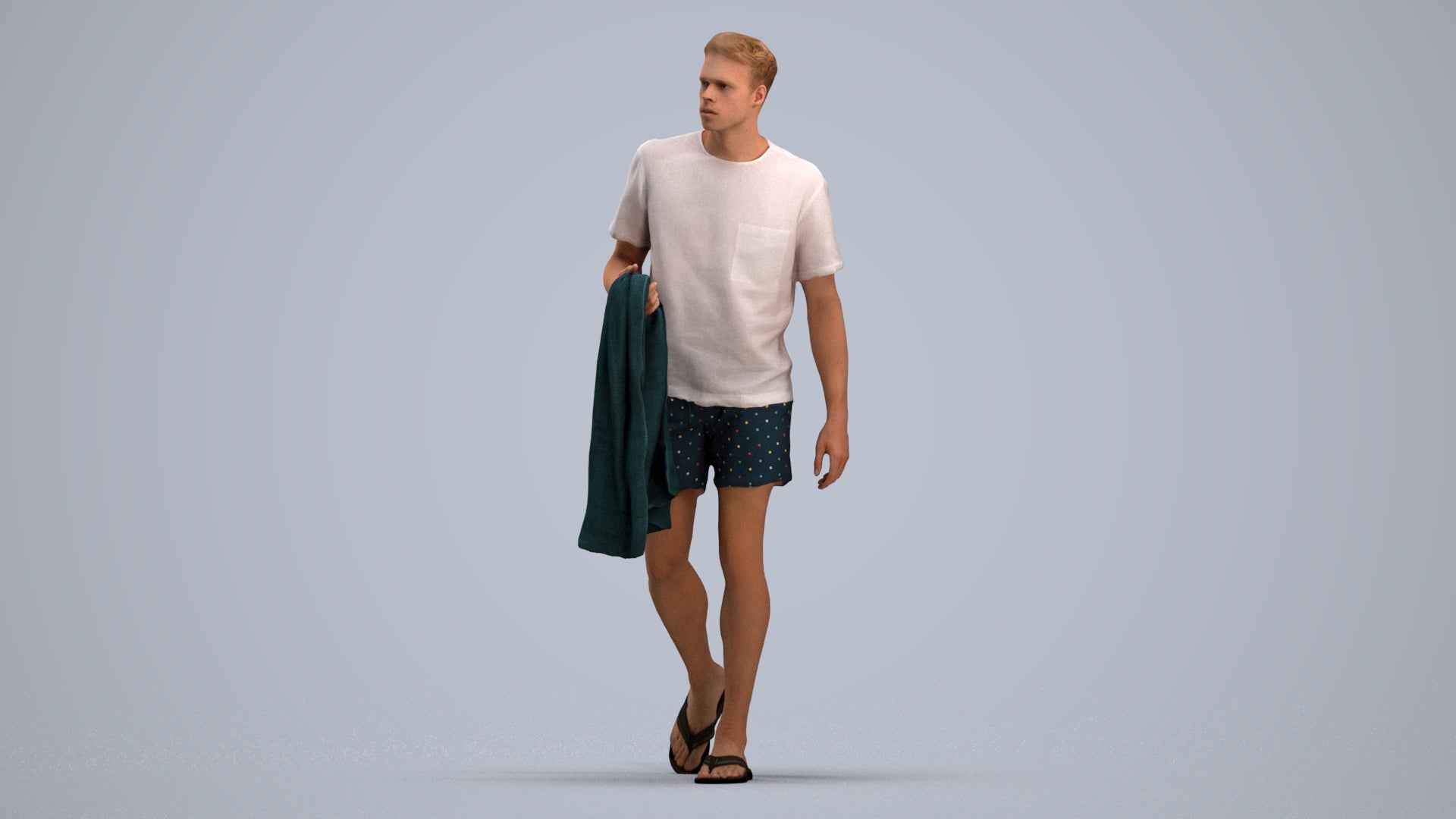 scanned 3D man walking, photogrammetry people for Enscape and V-Ray, standing pose render