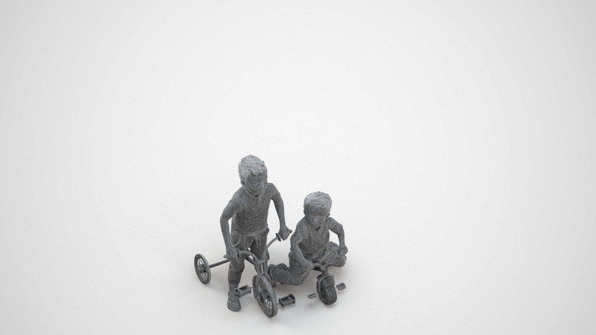 realistic 3D boy casual kids, scanned archviz people for Blender and 3ds Max, wireframe three-quarter view