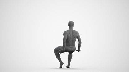 3D people model man pool, scanned human for 3ds Max rendering, wireframe front view