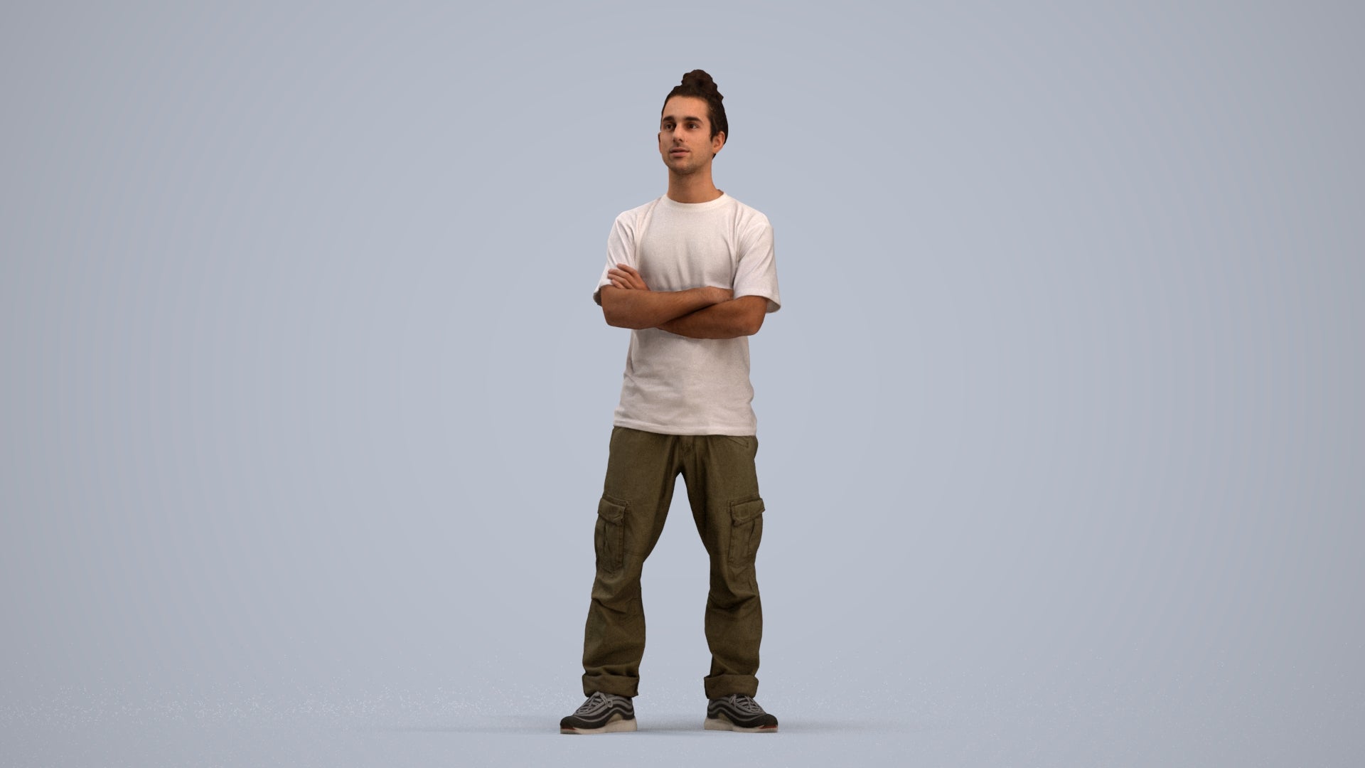 realistic 3D man casual standing, scanned archviz people for Blender and 3ds Max, standing pose render