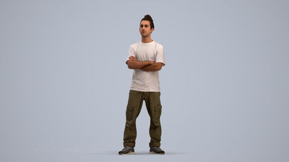 realistic 3D man casual standing, scanned archviz people for Blender and 3ds Max, standing pose render