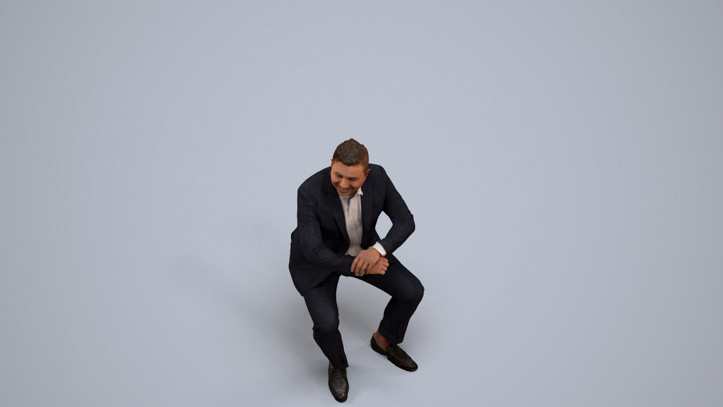 realistic 3D man business, scanned archviz people for Blender and 3ds Max, back view render