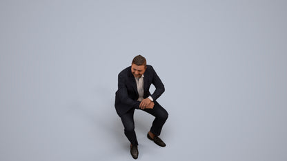 realistic 3D man business, scanned archviz people for Blender and 3ds Max, back view render
