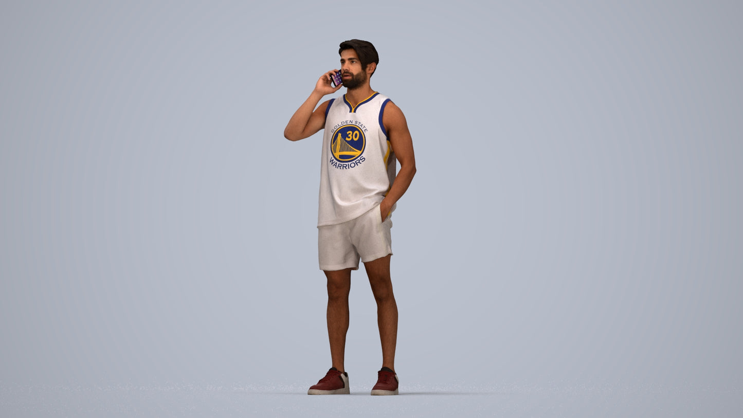 photogrammetry 3D man sport standing, realistic human model archviz FBX, top-down view render