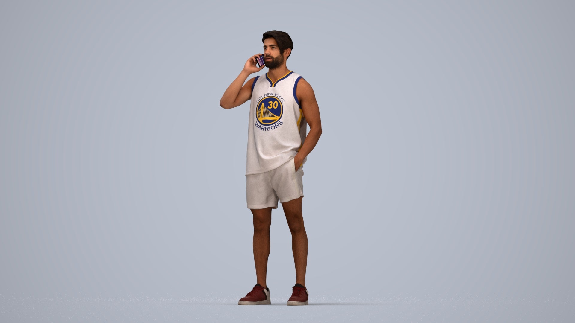 photogrammetry 3D man sport standing, realistic human model archviz FBX, top-down view render