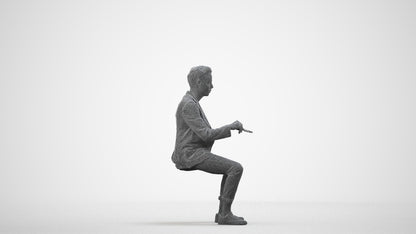 photogrammetry 3D man business, realistic human model archviz FBX, wireframe side view