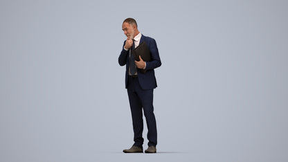 scanned 3D senior man business, photogrammetry people for Enscape and V-Ray, top-down view render