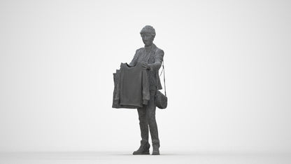 photogrammetry 3D senior woman business shopping, realistic human model archviz FBX, wireframe back view