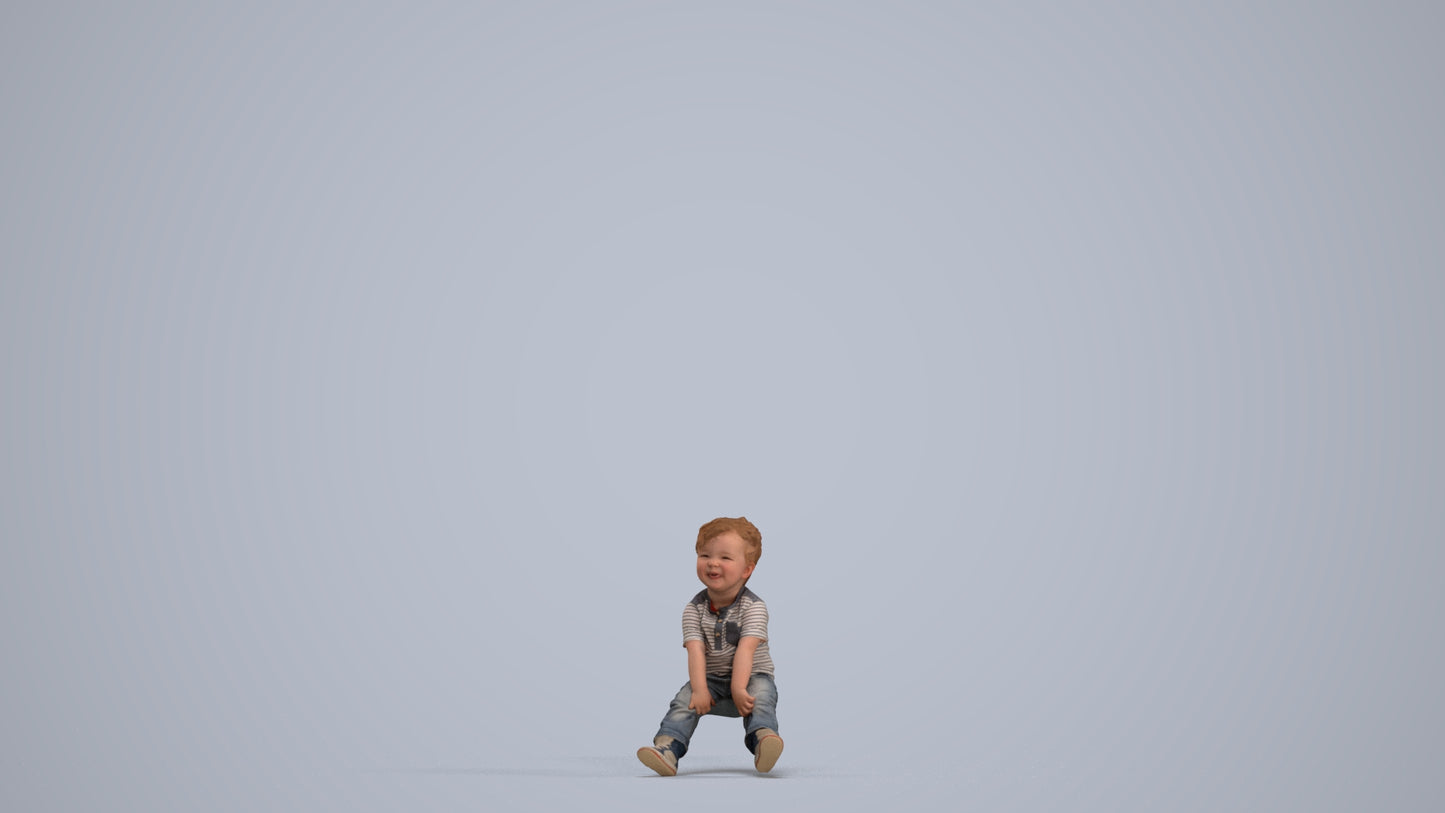 photogrammetry 3D boy casual kids, realistic human model archviz FBX, standing pose render