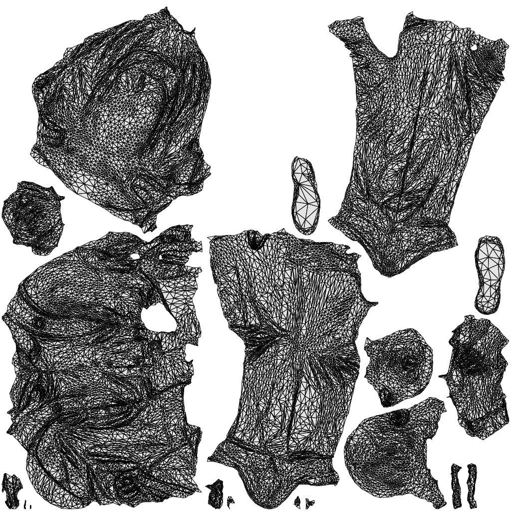 scanned 3D girl kids, photogrammetry people for Enscape and V-Ray, wireframe top-down view