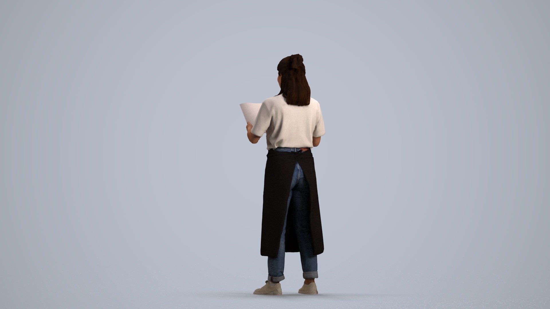 realistic 3D people woman hospitality, render-ready for V-Ray and Corona, FBX OBJ, front view render