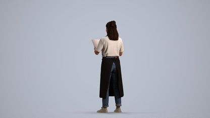 realistic 3D people woman hospitality, render-ready for V-Ray and Corona, FBX OBJ, front view render