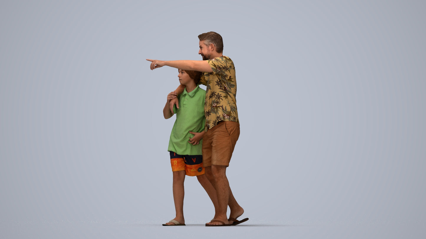 photogrammetry 3D boy kids, realistic human model archviz FBX, top-down view render