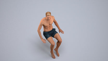 realistic 3D man pool, scanned archviz people for Blender and 3ds Max, back view render