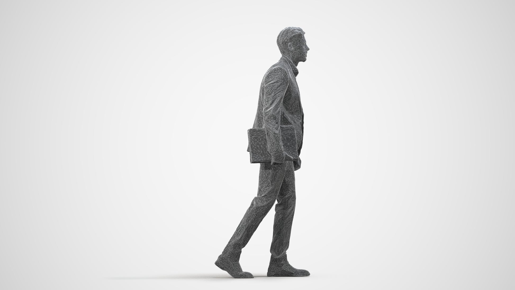 realistic 3D people man business, render-ready for V-Ray and Corona, FBX OBJ, wireframe side view