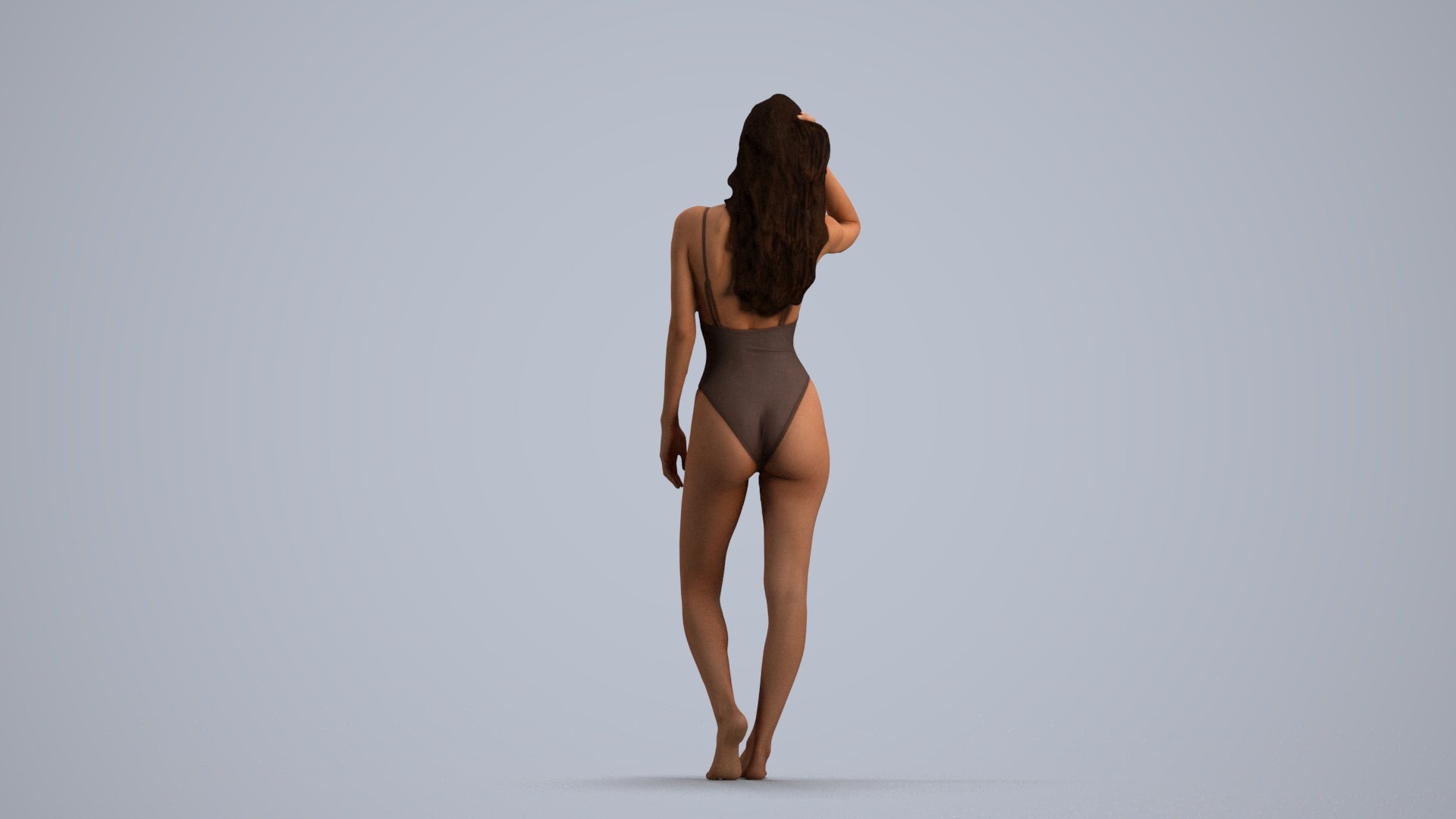 3D scanned woman pool, photorealistic archviz people for Enscape and SketchUp, front view render