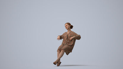 3D scanned girl kids casual, photorealistic archviz people for Enscape and SketchUp, three-quarter view render