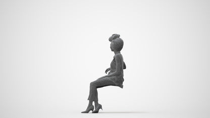 3D people model woman casual sitting, scanned human for 3ds Max rendering, square thumbnail