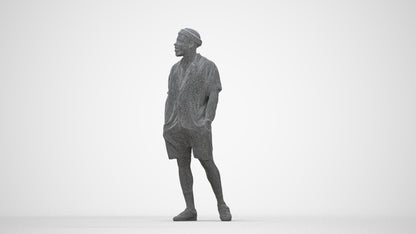 3D scanned man walking casual, photorealistic archviz people for Enscape and SketchUp, wireframe back view