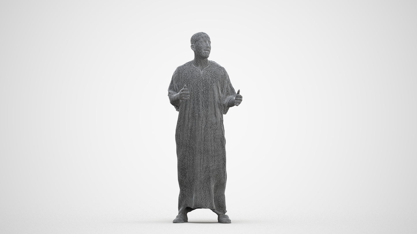 realistic 3D human man standing, archviz people FBX OBJ for Blender, three-quarter front view render