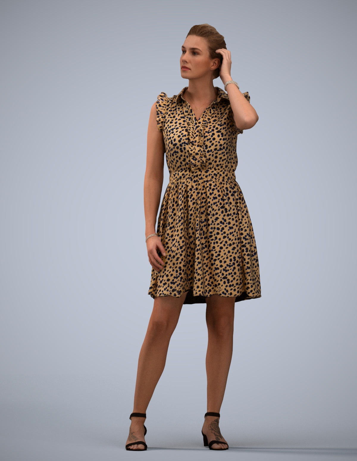realistic 3D human woman casual standing, archviz people FBX OBJ for Blender