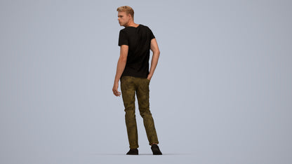 3D scanned man mix casual, photorealistic archviz people for Enscape and SketchUp, top-down view render