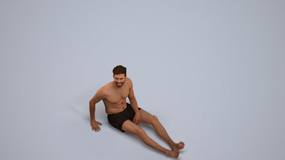 3D people model man pool, scanned human for 3ds Max rendering, back view render