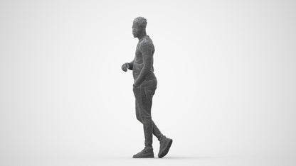 scanned 3D man casual standing, photogrammetry people for Enscape and V-Ray, square thumbnail