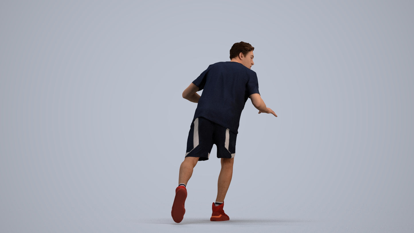 3D people model man sport, scanned human for 3ds Max rendering, front view render