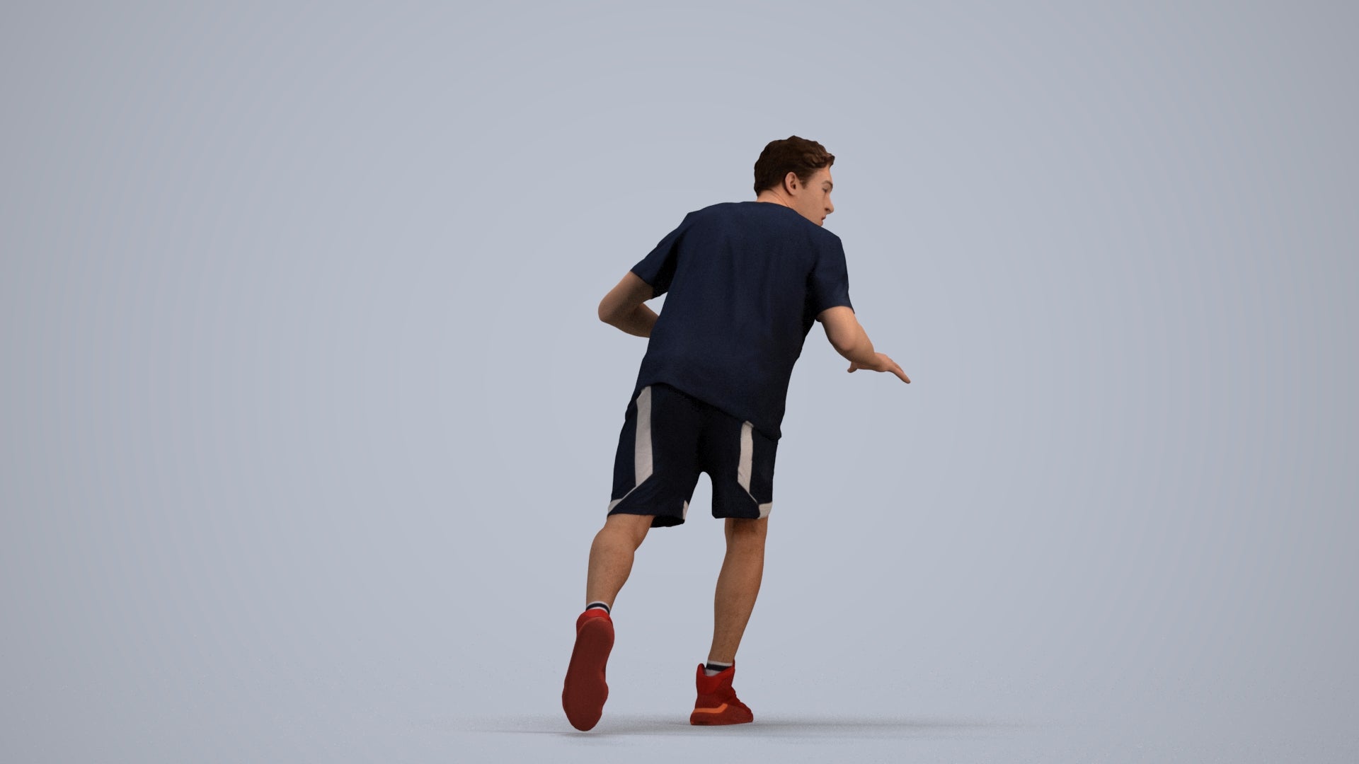3D people model man sport, scanned human for 3ds Max rendering, front view render