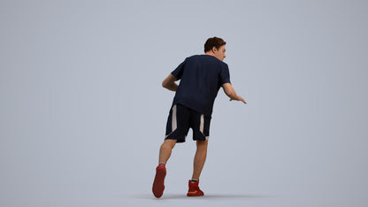 3D people model man sport, scanned human for 3ds Max rendering, front view render