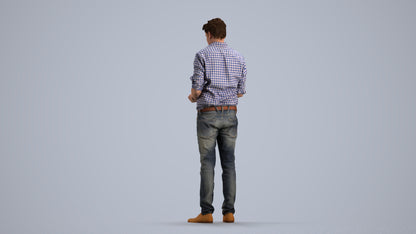3D scanned man standing casual, photorealistic archviz people for Enscape and SketchUp, front view render