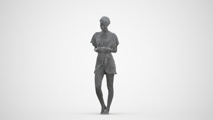 3D scanned woman bathroom, photorealistic archviz people for Enscape and SketchUp, three-quarter front view render