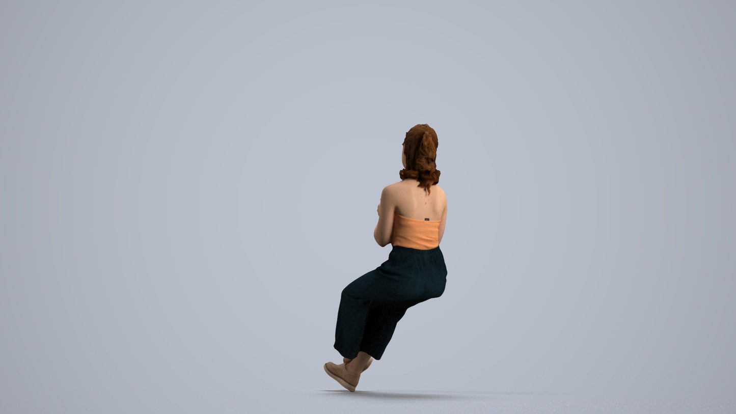 realistic 3D girl casual kids, scanned archviz people for Blender and 3ds Max, front view render