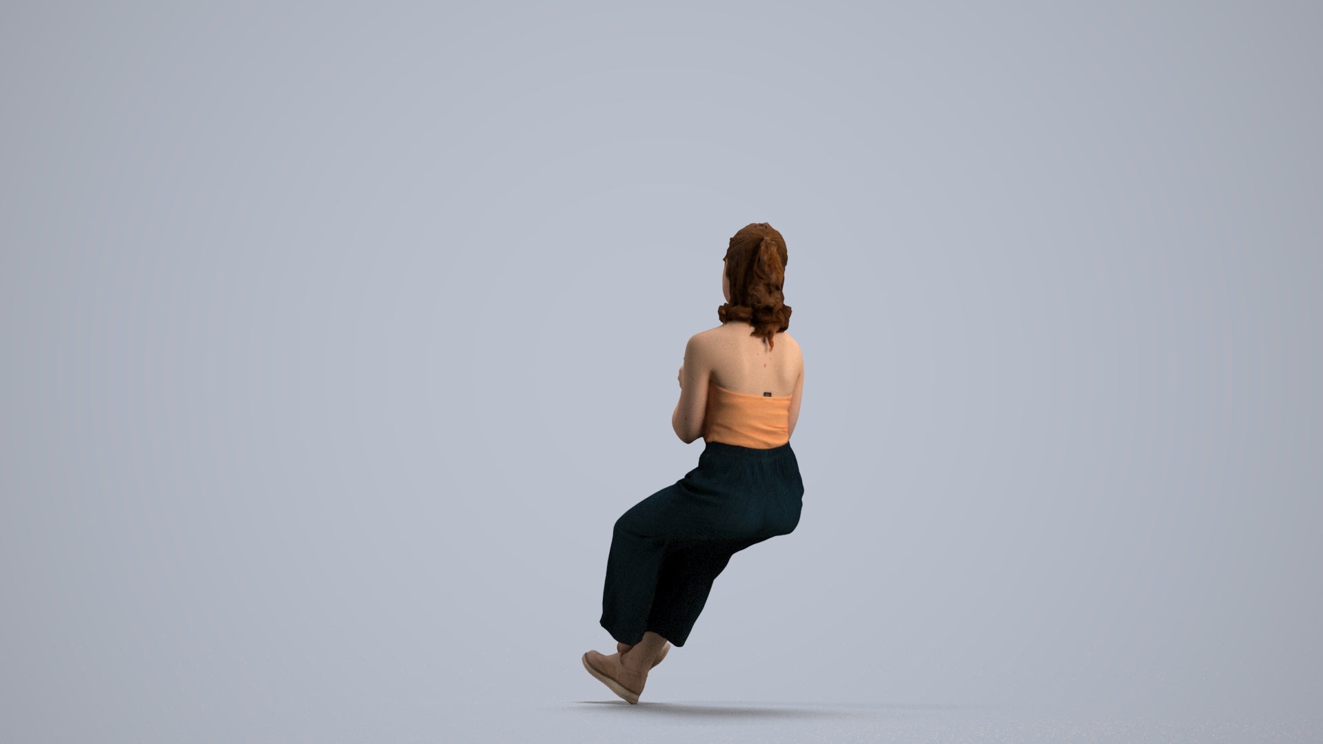 realistic 3D girl casual kids, scanned archviz people for Blender and 3ds Max, front view render