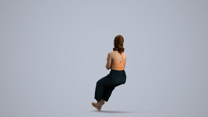 realistic 3D girl casual kids, scanned archviz people for Blender and 3ds Max, front view render