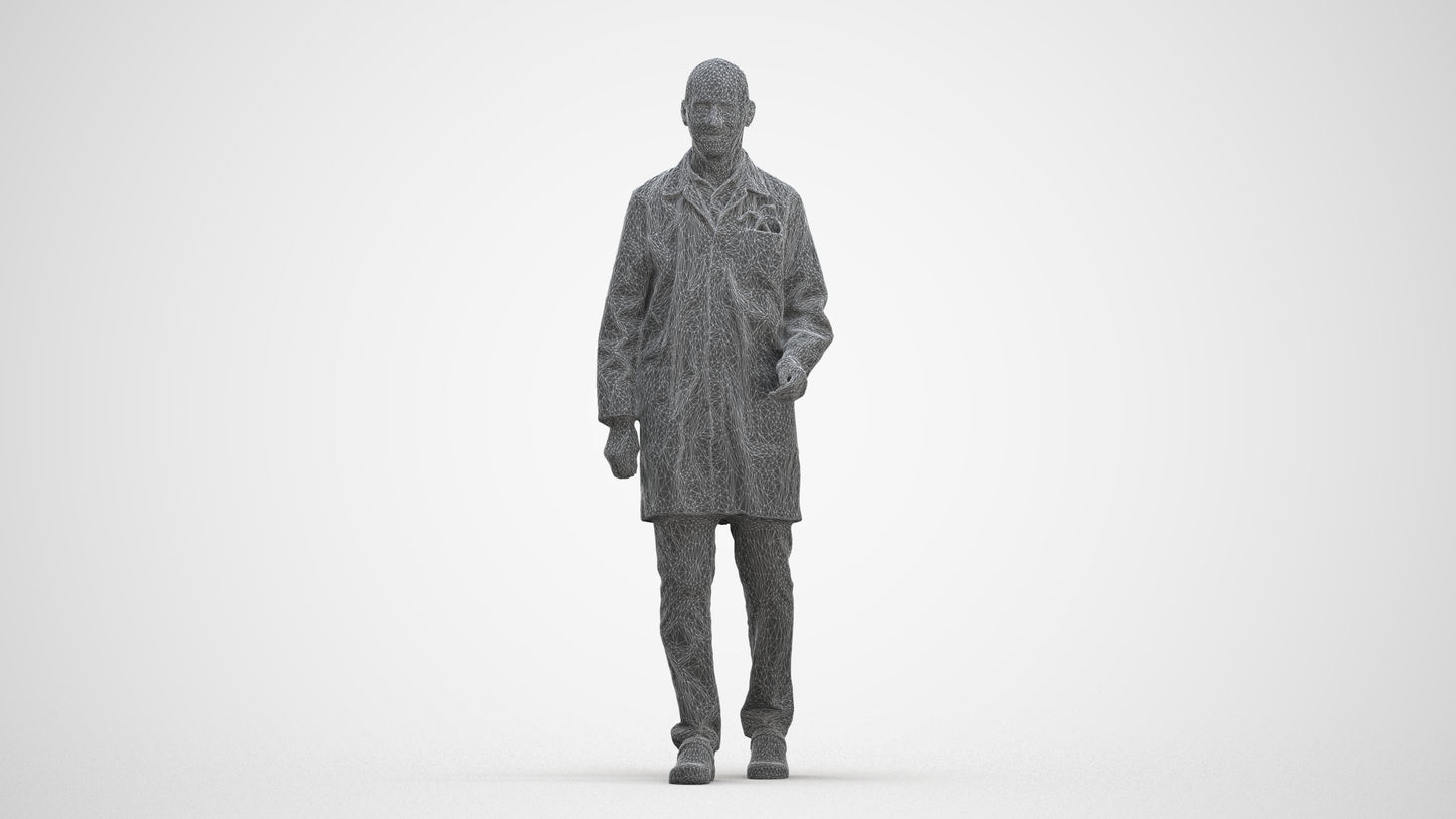 realistic 3D senior man medical, scanned archviz people for Blender and 3ds Max, three-quarter front view render