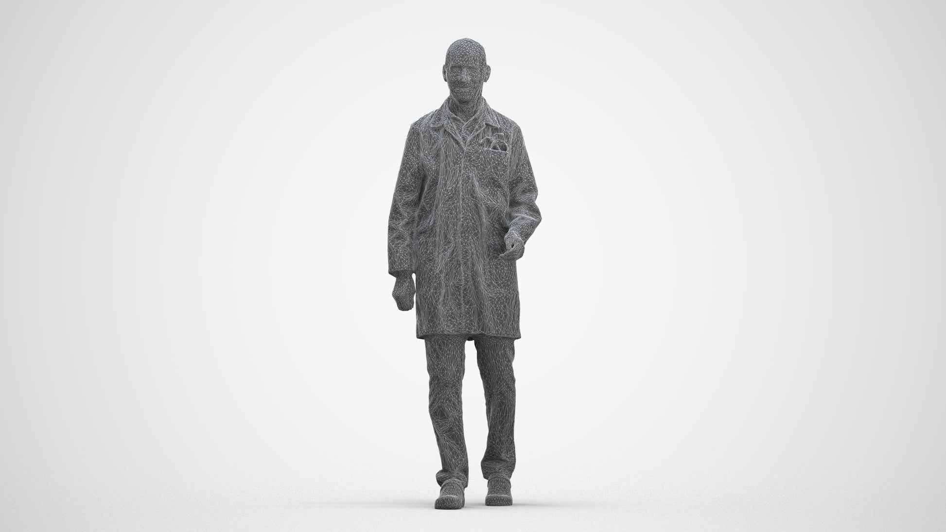 realistic 3D senior man medical, scanned archviz people for Blender and 3ds Max, three-quarter front view render