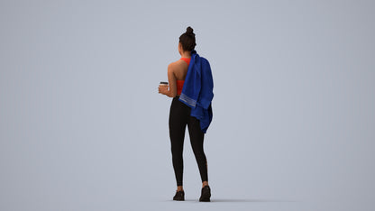 scanned 3D woman sport, photogrammetry people for Enscape and V-Ray, three-quarter view render