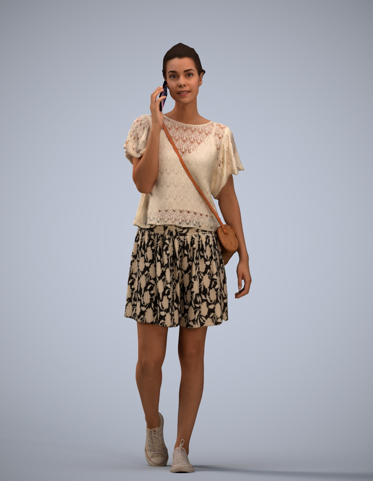 3D people model woman casual walking, scanned human for 3ds Max rendering