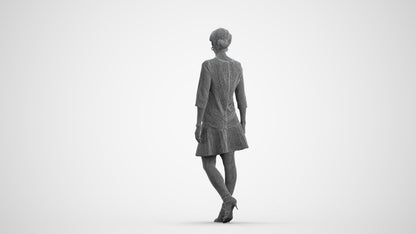 realistic 3D woman business standing, scanned archviz people for Blender and 3ds Max, wireframe front view