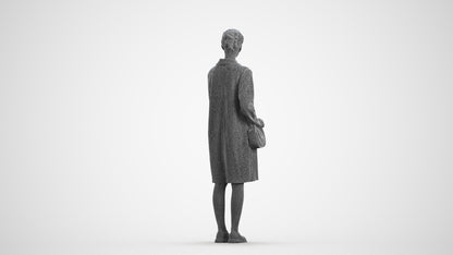 3D people model woman casual standing, scanned human for 3ds Max rendering, wireframe front view