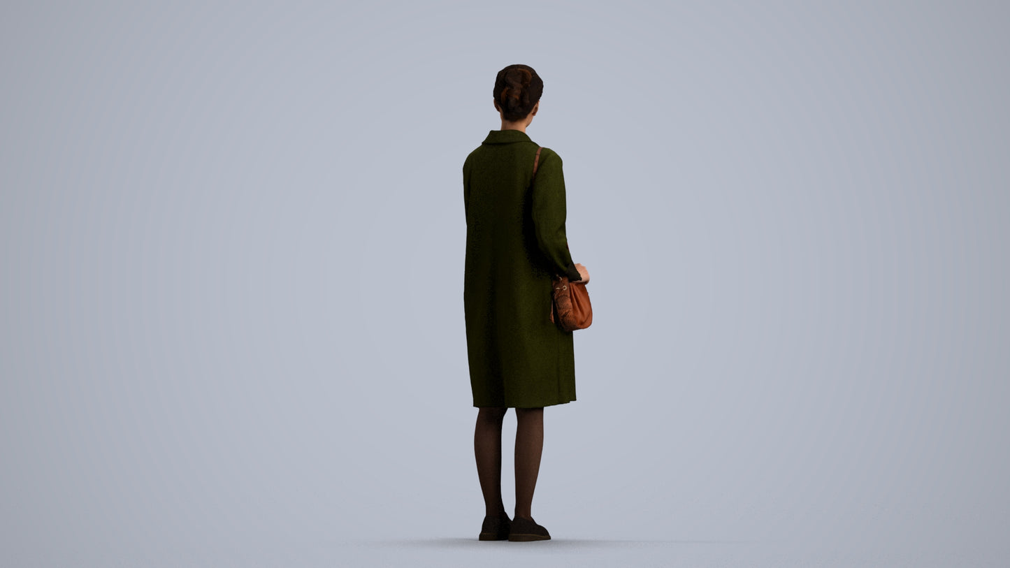 3D people model woman casual standing, scanned human for 3ds Max rendering, front view render