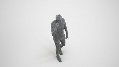 scanned 3D man casual walking, photogrammetry people for Enscape and V-Ray, wireframe three-quarter view