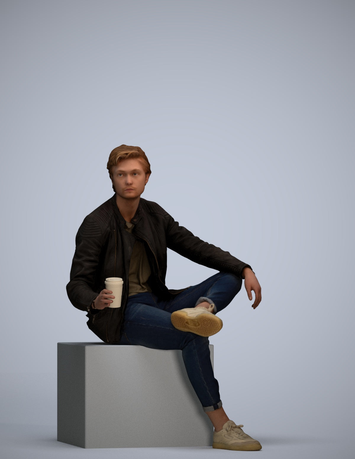 realistic 3D people man casual sitting, render-ready for V-Ray and Corona, FBX OBJ