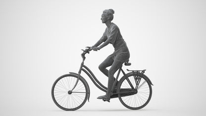 realistic 3D human woman casual cycling, archviz people FBX OBJ for Blender, square thumbnail