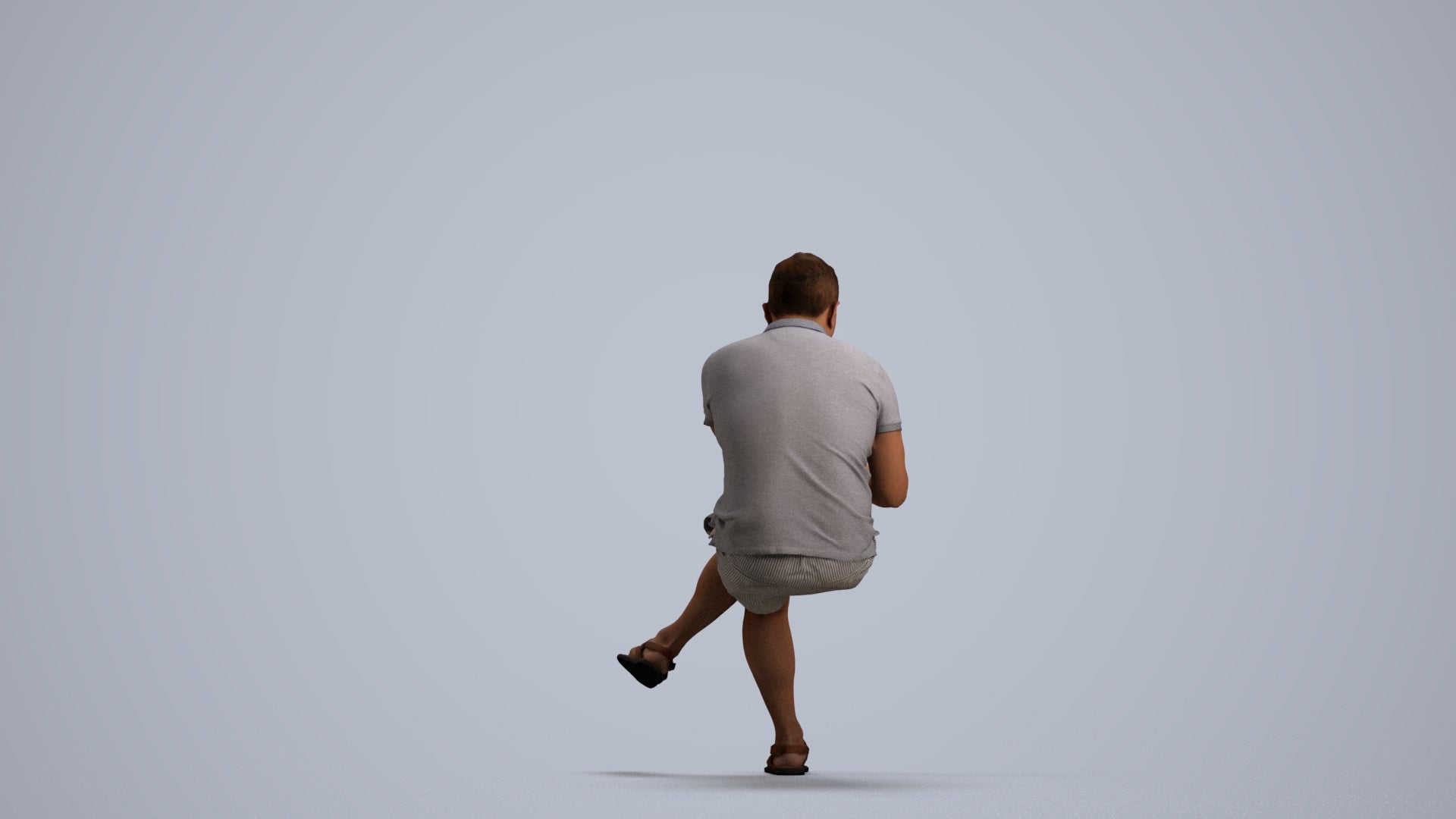 3D people model man casual sitting, scanned human for 3ds Max rendering, front view render