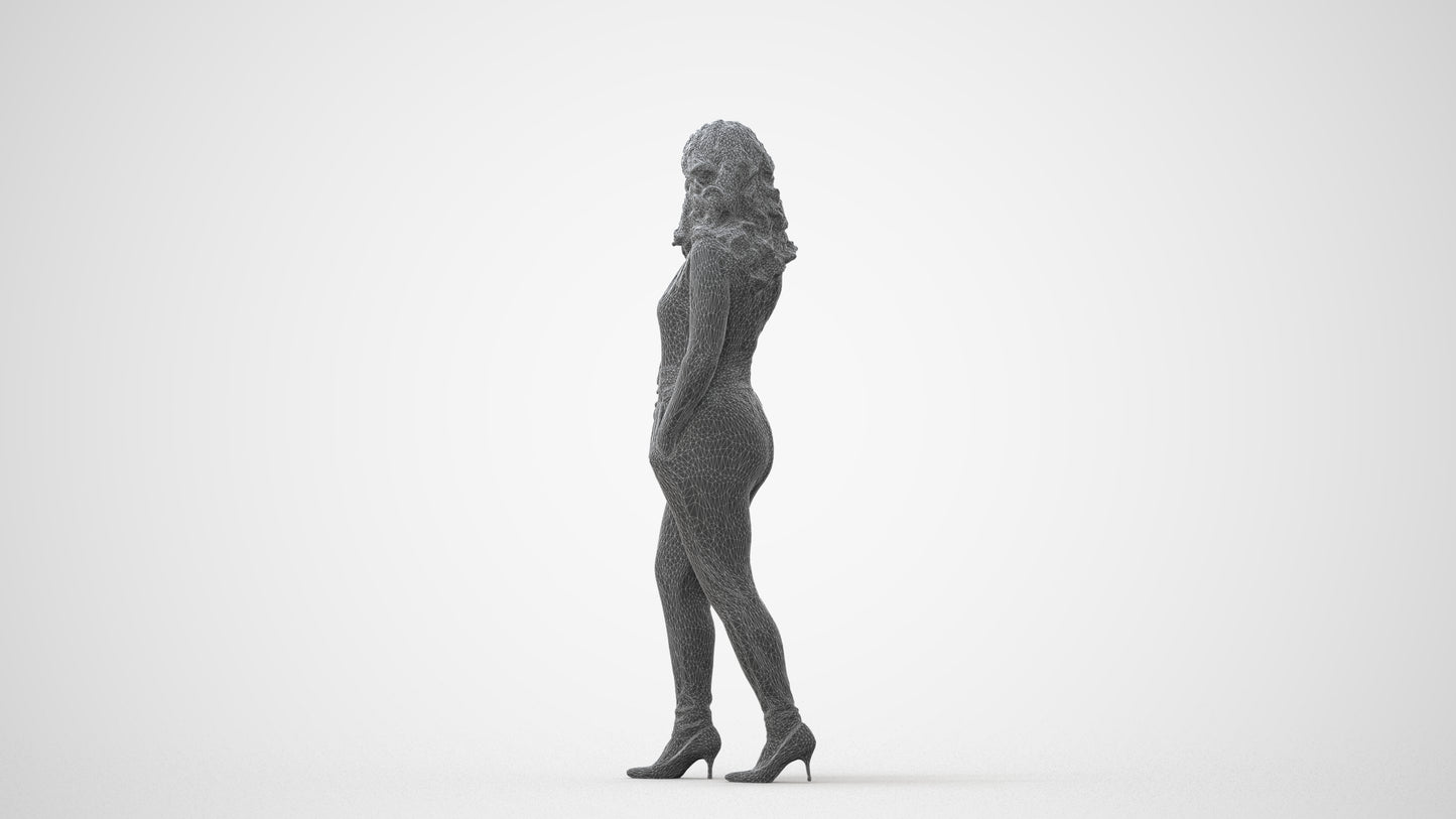 3D people model woman casual walking, scanned human for 3ds Max rendering, square thumbnail